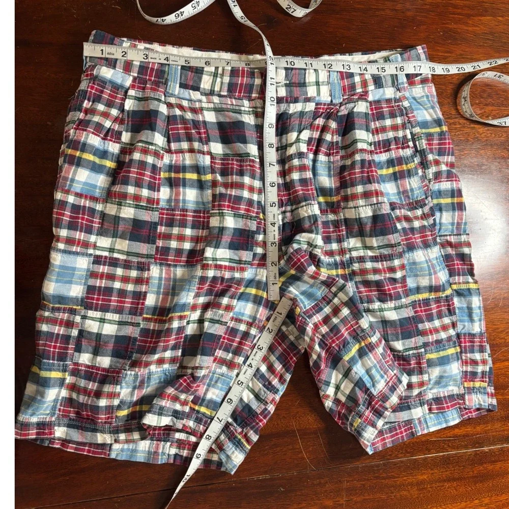 Jos. A. Bank Mens Patchwork Madras Plaid Shorts 36 Multi-Color Cotton Preppy